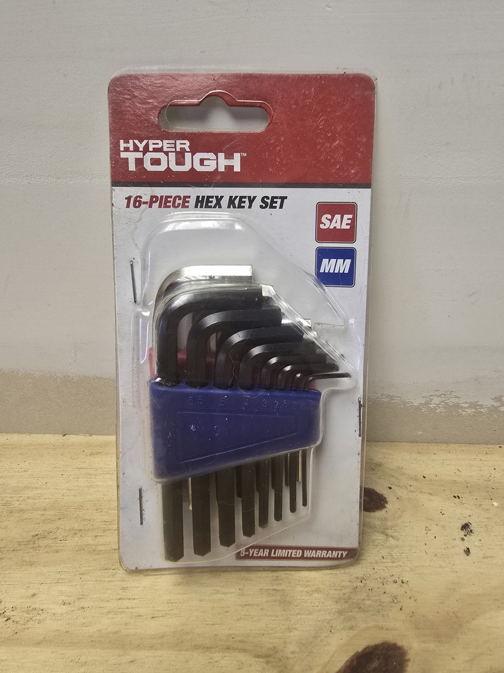 Hyper Tough 16-Piece Hex Key Set - Black with Blue Holder